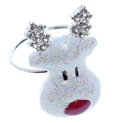 Mi Amore Christmas holiday reindeer Sized-Ring Silver-Tone/Clear Size 8.00