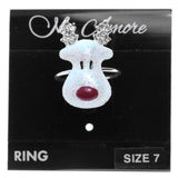 Mi Amore Christmas holiday reindeer Sized-Ring Silver-Tone/Clear Size 10.00