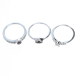 Mi Amore 3 ring set Sized-Ring Silver-Tone Size 8.00