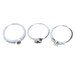 Mi Amore 3 ring set Sized-Ring Silver-Tone Size 9.00