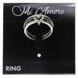 Mi Amore 2 ring set Stackable rings Sized-Ring Gold-Tone & Clear Size 7.00