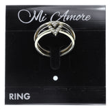 Mi Amore 2 ring set Stackable rings Sized-Ring Gold-Tone & Clear Size 8.00