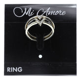 Mi Amore 2 ring set Stackable rings Sized-Ring Gold-Tone & Clear Size 9.00