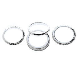 Mi Amore 4 ring set Sized-Ring Silver-Tone/Clear Size 7.00
