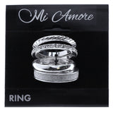 Mi Amore 4 ring set Sized-Ring Silver-Tone/Clear Size 7.00
