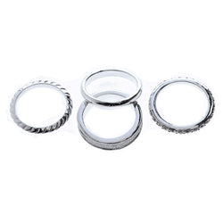 Mi Amore 4 ring set Sized-Ring Silver-Tone/Clear Size 8.00