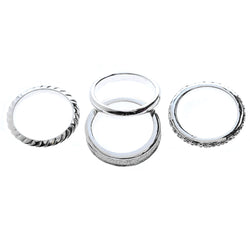 Mi Amore 4 ring set Sized-Ring Silver-Tone/Clear Size 9.00