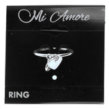 Mi Amore Hear crystal charms Sized-Ring Silver-Tone/Clear Size 7.00