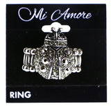 Mi Amore Ladybug Stretch-Ring Silver-Tone/Black Size 1.00