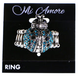 Mi Amore Ladybug Stretch-Ring Silver-Tone/Blue Size 1.00