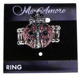 Mi Amore Ladybug Stretch-Ring Silver-Tone/Pink Size 1.00