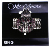 Mi Amore Ladybug Stretch-Ring Silver-Tone/Purple Size 1.00