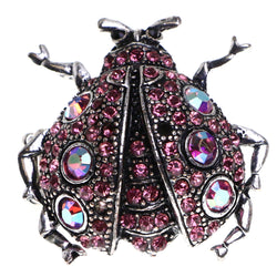 Mi Amore Ladybug AB Finish Stretch-Ring Pink & Silver-Tone Size 1.50