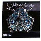 Mi Amore Ladybug AB Finish Stretch-Ring Blue & Silver-Tone Size 1.50