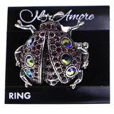 Mi Amore Ladybug AB Finish Stretch-Ring Purple & Silver-Tone Size 1.50