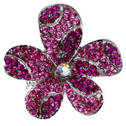 Mi Amore Flower AB Finish Stretch-Ring Pink & Silver-Tone Size 2.00