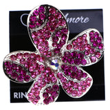 Mi Amore Flower AB Finish Stretch-Ring Pink & Silver-Tone Size 2.00