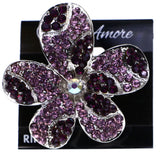 Mi Amore Flower AB Finish Stretch-Ring Purple & Silver-Tone Size 2.00