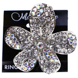 Mi Amore Flower AB Finish Stretch-Ring Silver-Tone Size 2.00