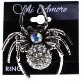 Mi Amore Spider AB Finish Stretch-Ring Silver-Tone & Black Size 2.00