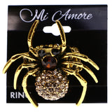 Mi Amore Spider Antiqued Stretch-Ring Gold-Tone & Orange Size 2.00