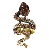 Mi Amore Snake Antiqued Stretch-Ring Gold-Tone & Orange Size 2.00