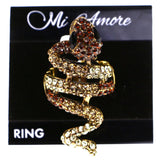 Mi Amore Snake Antiqued Stretch-Ring Gold-Tone & Orange Size 2.00