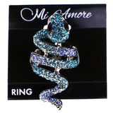 Mi Amore Snake Antiqued Stretch-Ring Blue & Silver-Tone Size 2.00