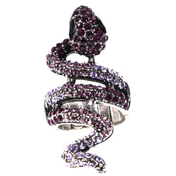 Mi Amore Snake Antiqued Stretch-Ring Purple & Silver-Tone Size 2.00