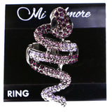 Mi Amore Snake Antiqued Stretch-Ring Purple & Silver-Tone Size 2.00