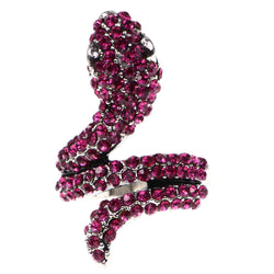 Mi Amore Snake Stretch-Ring Pink/Silver-Tone Size 1.50