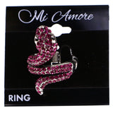 Mi Amore Snake Stretch-Ring Pink/Silver-Tone Size 1.50