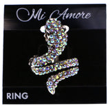 Mi Amore Snake AB Finish Stretch-Ring Multicolor & Silver-Tone Size 1.50