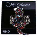 Mi Amore Snake Stretch-Ring Multicolor/Silver-Tone Size 1.50