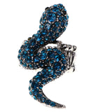 Mi Amore Snake Stretch-Ring Blue/Silver-Tone Size 1.50