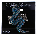 Mi Amore Snake Stretch-Ring Blue/Silver-Tone Size 1.50