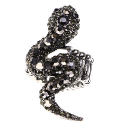 Mi Amore Snake Stretch-Ring Silver-Tone Size 1.75