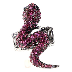 Mi Amore Snake Stretch-Ring Pink/Silver-Tone Size 1.75