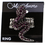 Mi Amore Snake Stretch-Ring Purple/Silver-Tone Size 1.75