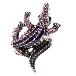 Mi Amore Alligator Stretch-Ring Purple/Silver-Tone Size 1.50