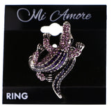 Mi Amore Alligator Stretch-Ring Purple/Silver-Tone Size 1.50