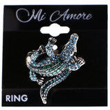 Mi Amore Alligator Stretch-Ring Blue/Silver-Tone Size 1.50
