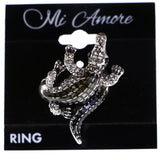 Mi Amore Alligator Stretch-Ring Silver-Tone/White Size 1.50