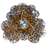 Mi Amore Flower AB Finish Stretch-Ring Yellow & Silver-Tone Size 2.00