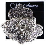 Mi Amore Flower Stretch-Ring Black/Silver-Tone Size 2.00