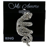 Mi Amore Snake Sized-Ring Silver-Tone/White Size 6.00