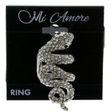 Mi Amore Snake Sized-Ring Silver-Tone/White Size 8.00