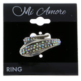 Mi Amore Snake Sized-Ring Silver-Tone/White Size 5.00