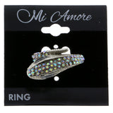 Mi Amore Snake Sized-Ring Silver-Tone/White Size 7.00