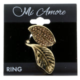 Mi Amore Leaf Sized-Ring Gold-Tone/Peach Size 7.00